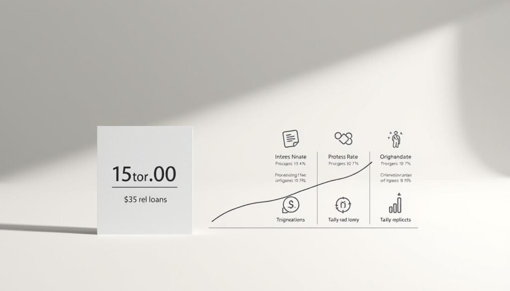 A modern, minimalist infographic showcasing the key cost considerations for a small personal loan. In the foreground, a clean, elegant graph displays the loan amount, interest rate, and associated fees in a clear, data-driven layout. The middle ground features subtly textured icons and symbols representing the various cost factors, such as processing fees, origination charges, and monthly repayments. The background is a serene, muted palette, allowing the core financial information to take center stage. Soft, directional lighting casts a professional, authoritative tone, while a carefully framed, high-resolution perspective emphasizes the precision and importance of the subject matter. A modern, minimalist infographic showcasing the key cost considerations for a small personal loan. In the foreground, a clean, elegant graph displays the loan amount, interest rate, and associated fees in a clear, data-driven layout. The middle ground features subtly textured icons and symbols representing the various cost factors, such as processing fees, origination charges, and monthly repayments. The background is a serene, muted palette, allowing the core financial information to take center stage. Soft, directional lighting casts a professional, authoritative tone, while a carefully framed, high-resolution perspective emphasizes the precision and importance of the subject matter.
