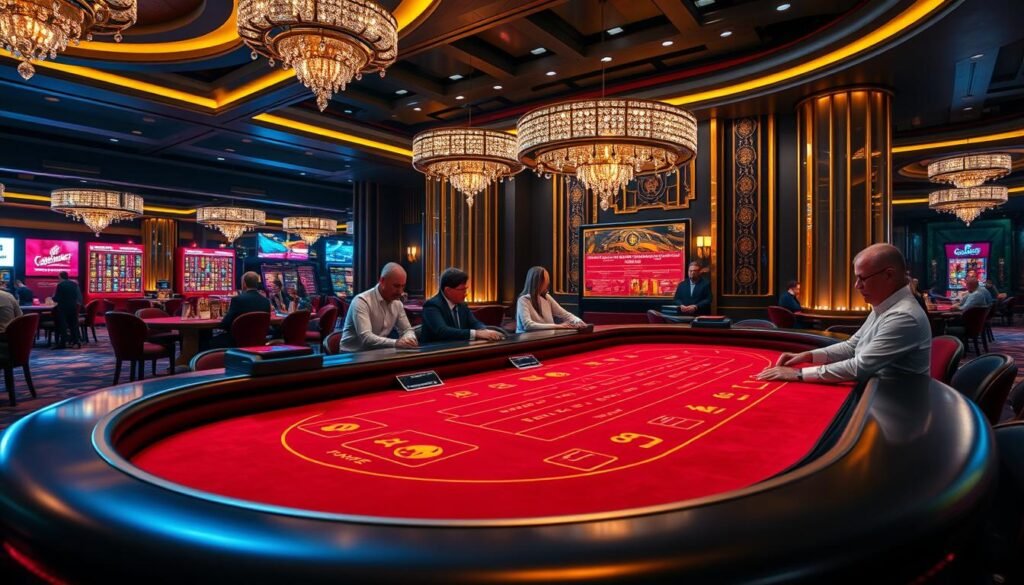 Generate an image of a 百家樂 table in a casino.